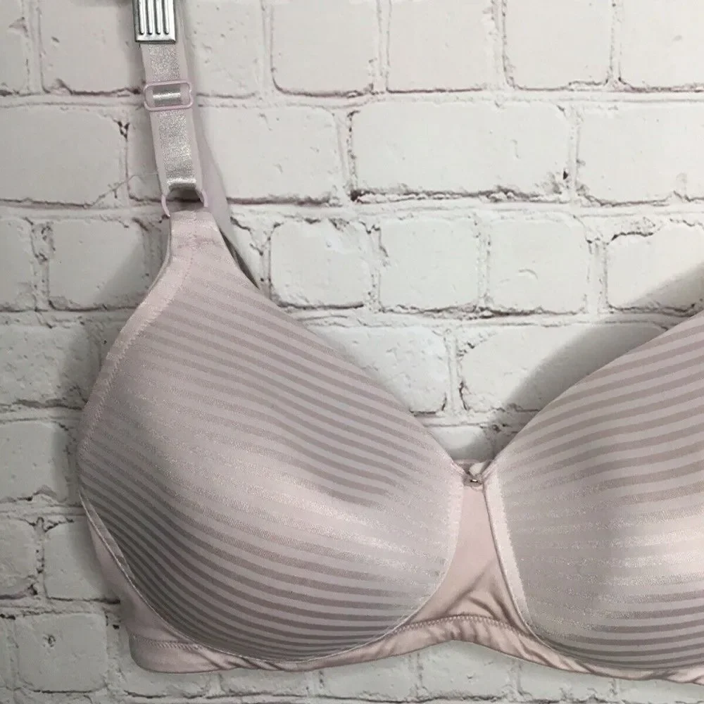 Warner's Women's Pink/Cream Full Coverage‎ Wireless Bra Size 38D